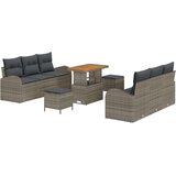 9 9-delna vrtna sofa garnitura z blazinami Siva Poli ratan Akacija | Shoptok.si