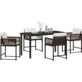 vidaXL 5-delni vrtni jedilni set z blazinami rjavega poli ratana | Shoptok.si