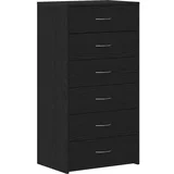 vidaXL Komoda s 6 predali črna hrast 50x34x96 cm iverna plošča, (21830555)