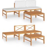 Maison Chic Seti vrtnega pohištva - Vrtna garnitura - Vrtni pohištvo set 4-delna s krem blazinami trdna tikovina, (21810111) | Shoptok.si