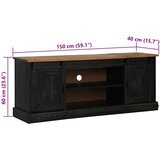 TV omarica - TV stojalo - Televizijska omarica HALDEN 2 drsna vrata črna 150x40x60 cm masivni les, (21699450) | Shoptok.si
