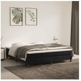  Box spring postelja z vzmetnico črna 180x200 cm žamet | Shoptok.si