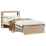 Maison Chic Posteljni okvir - Enojna postelja - Postelja za odrasle z vzglavjem bel 75x190 cm trdna borovina, (21697264) Cene