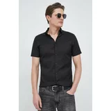 Armani Exchange Košulja za muškarce, boja: crna, regular, s klasičnim ovratnikom