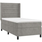 Box spring krevet s madracem svjetlosivi 80 x 200 cm baršunasti | shoptok.hr