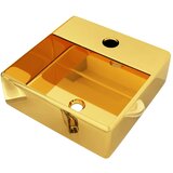  The Living Store Umivalnik z odprtino za pipo 38x30x11,5 cm keramičen zlat - Umivalnik, (21453654) | Shoptok.si