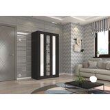 ADRK Klizni ormar KEITA s ogledalom i lacobel staklom 120 cm - CRNA-LAKIRANA BIJELA, VISOKI SJAJ | shoptok.hr