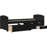  Dnevni krevet s 5 ladica bez madraca "IRUN" crni 90x200 cm | shoptok.hr