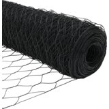 vidaXL Šesterokotna ograja Siva 0.6x10 m Jeklo, Ograjni stebri s osnovnimi ploščami 7 kos Ø32mm 70cm Galvanizirano jeklo | Shoptok.si