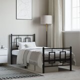 Maison Chic Kovinski Posteljni okvir - Enojna postelja - Postelja za odrasle z vzglavjem in vznožjem črn 80x200 cm, (21695663) | Shoptok.si