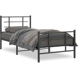 vidaXL Metalni okvir kreveta uzglavlje i podnožje crni 90 x 200 cm Cijene