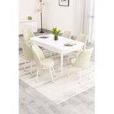 Hanah home trpezarijski set Nix, sto na razvlačenje i 6 stolica, bela ploča, krem tkanina Babyface | Eponuda.com