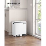 Songmics Kuhinjski koš, jeklen koš za smeti 2 x 15 l, stopničasti koš z notranjimi vedri in ročaji, mehko zapiranje, absorber vonjav, bela LTB30WT, (21157968) | Shoptok.si