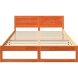 vidaXL Okvir za krevet Smeđa uložena Masivna borovina 160 x 200 cm | shoptok.hr