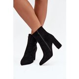 Boto Insulated women's ankle boots with heel made of eco suede black Pralina | Shoptok.si