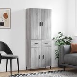 vidaXL Visoka komoda siva sonoma 69,5x34x180 cm inženirski les | Shoptok.si