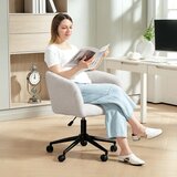 Tapecirana uredska stolica s plišanom navlakom dizajn kade stolica na kotačiće čelična baza krem ​​+ crna | shoptok.hr