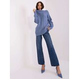Fashion Hunters Light blue sweater with cables and turtleneck | shoptok.hr