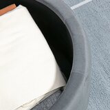  Okrugli stolac s pretincem za pohranu prošiveni dizajn s gumbima navlaka s baršunastim izgledom siva 60 x 60 x 40 cm | shoptok.hr