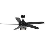 QAZQA Stropni ventilator črn 132 cm vklj. LED z daljinskim upravljalnikom - Cool Anello Cene