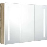 vidaXL led kupaonski ormarić s ogledalom 89x14x62 cm bijeli i hrast | shoptok.hr