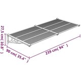  Nadstrešnica za vrata crna i prozirna 239x90 cm polikarbonat | shoptok.hr
