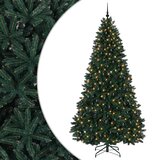  Umjetno božićno drvce tamnozeleno s kuglicama 270 cm - Tamnozelena Ø 128 x 270 cm s 300 LED dioda i crnim lopticama | shoptok.hr