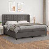 Maison Chic Box spring postelja - Vzmetna postelja z vzmetnico siva 200x200 cm umetno usnje SL8492, (21900592) | Shoptok.si