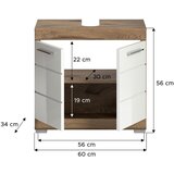 MID.YOU Omarica Za Pod Umivalnik Wave, Bela, Hrast | Shoptok.si