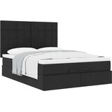 vidaXL Otomanski posteljni okvir z vzmetnico črn 140x190 cm blago | Shoptok.si