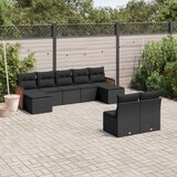 vidaXL 9-dijelni set vrtnih sofa s jastucima crni od poliratana | shoptok.hr