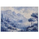  Slika - Blue Bay - Italian landscape of Lake Como painted with blue ink 120x80 Na talijanskom platnu | shoptok.hr