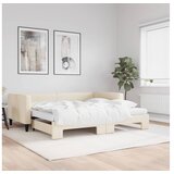 vidaXL Izvlečna dnevna postelja z vzmetnico krem 100x200 cm Cene