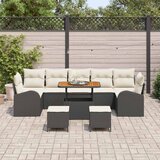 vidaXL Vrtna sedežna garnitura z blazino 10 pcs Črna poli ratan, (5000154464) | Shoptok.si