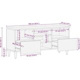 TV ormarić crni 100 x 33 x 46 cm od masivnog drva manga | shoptok.hr
