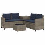 vidaXL Vrtna sofa sa stolom i jastucima L-oblika siva poli ratan - Siva 1 | shoptok.hr