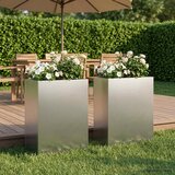  Vrtna saksija 2 kom. Srebrna 40 x 20 x 40 cm Nehrđajući čelik | shoptok.hr