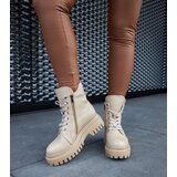 Gemre Beige leather insulated ankle boots Karino | Shoptok.si