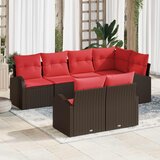  Sjedeća garnitura za vrt 7 kom. Smeđa i crvena poliratan 234 x 124 x 85 cm | shoptok.hr