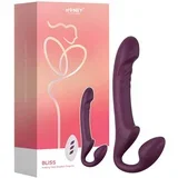 Box Bliss - rotirajući perlasti strap-on vibrator (ljubičasti)