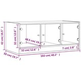 vidaXL Klubska mizica s steklenimi vrati betonsko siva 102x50x42 cm | Shoptok.si