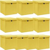 vidaXL škatle za shranjevanje s pokrovi x 10 rumene 32x32x32 cm blago Cene