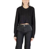 Only Puloverji ONLBIRTIE LS SHORT CABLE O-NECK CC KNT 15350742 Črna Cene
