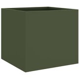 vidaXL Cvetlično korito olivno zeleno 32x30x29 cm hladno valjano jeklo | Shoptok.si