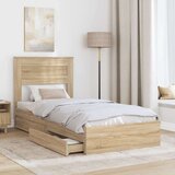 vidaXL Konstrukcija postelje Sonoma hrast 75 x 190 cm Konstruiran les | Shoptok.si