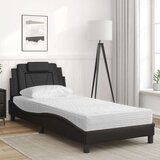  Postelja z vzmetnico črna 90x190 cm umetno usnje | Shoptok.si