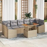 vidaXL Vrtna sedežna garnitura z blazino 8 pcs Bež, svetlo siva Cene
