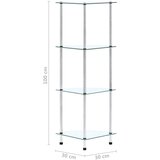 Police s 4 razine prozirne 30 x 30 x 100 cm od kaljenog stakla | shoptok.hr