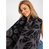 Fashion Hunters Dark grey and black women's winter scarf | Shoptok.si
