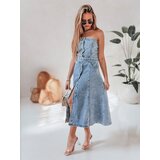 DStreet Sukienka jeansowa midi z paskiem SUMMER SKY niebieska | shoptok.hr